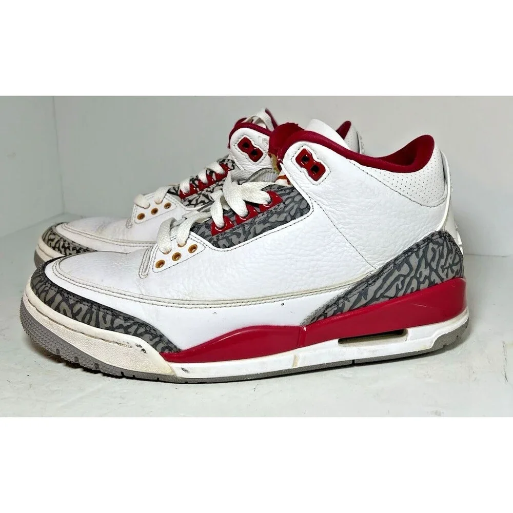 Air Jordan Shoes Mens 8.5 Mid Cardinal Red 3 Nike Basketball Sneakers CT8532-126